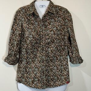 North Face Brown Blue Floral Button-Up Shirt S P